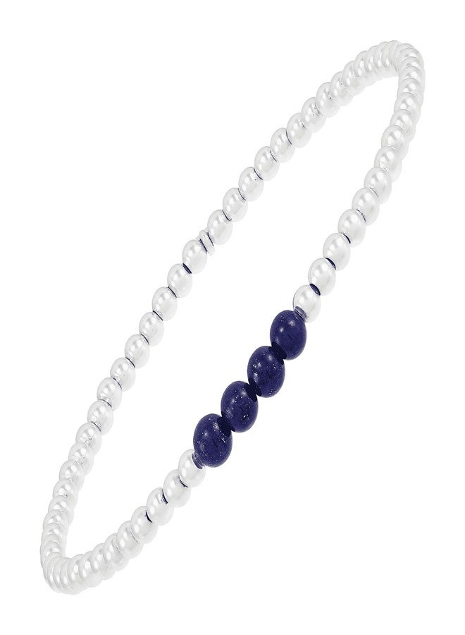 Silpada 'Loyalty' Natural Lapis Lazuli Stretch Bracelet in Sterling Silver, 6.75" (4mm) - Image 1