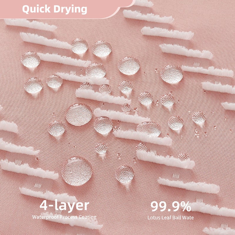 Siiluminisoy Pink Boho Shower Curtain White Tassel Woven Fabric Cute Shower Curtain Modern Farmhouse Textured Tufted Chevron Striped Minimalist 72 x 72 Bathroom Shower Curtains - Image 3