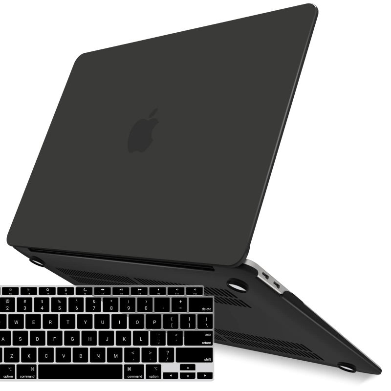 IBENZER Compatible with New MacBook Air 13 inch Case 2022 2021 2020 M1 A2337 A2179 A1932, Plastic Hard Shell Case with Keyboard Cover for Mac Retina Display with Touch ID, Black, MMA-T13BK+1A - Image 1