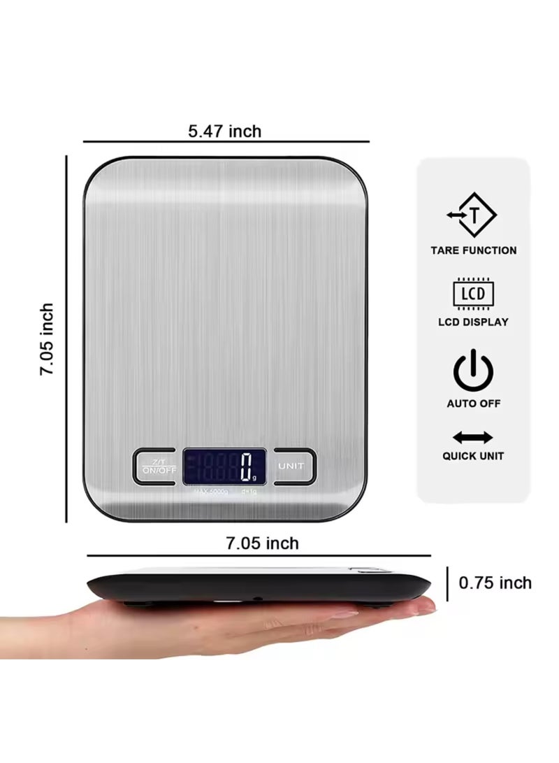 Digital Kitchen Scale with LCD Display, 7.05 x 5.47 inch, Auto-Off Function, Multi-Unit Conversion - Image 2