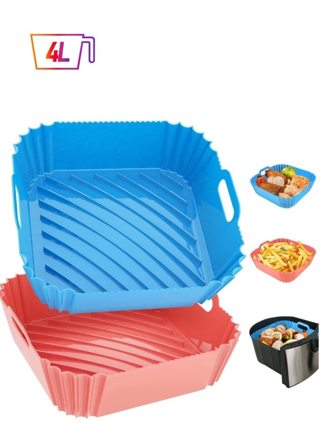 Air Fryer Silicone Liners Square 2 Pack 8.6 Inch Airfryer 4-7 QT Reusable Pot Oven Liner Baking Tray, Basket Mat Bowl Accessories Kitchen - Image 1