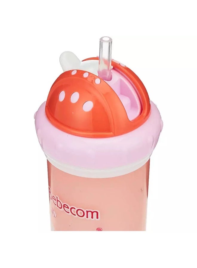 Bebecom Double Layer Water Cup 260ml, Bebecom Double Layer PP Heat Retaining Straw Cup, BPA Free- Peach - Image 5