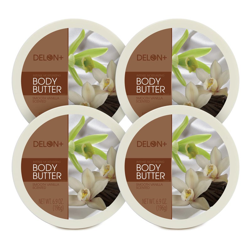 DELON Intense Moisturizing Body Butter, Smooth Vanilla with Shea Butter, 6.9 oz (Pack of 4) - Image 1
