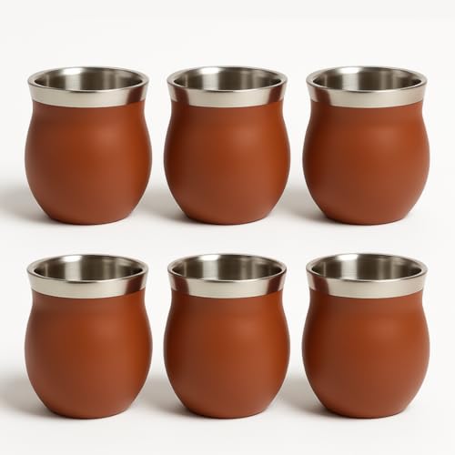 Human Hydro Stainless Steel Coffee Mug Set of 6 – 150 ml Each | Premium Kulhad Cups | Durable, Rust-Proof, Spill-Resistant | Light Brown - Image 1