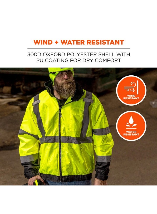 Ergodyne Unisex-Adult 2-in-1 Hi Vis Winter Bomber Jacket, Lime, X-Large - Image 2