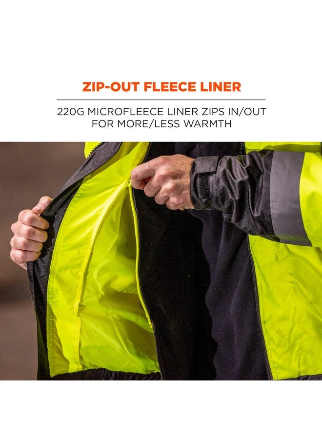 Ergodyne Unisex-Adult 2-in-1 Hi Vis Winter Bomber Jacket, Lime, X-Large - Image 3