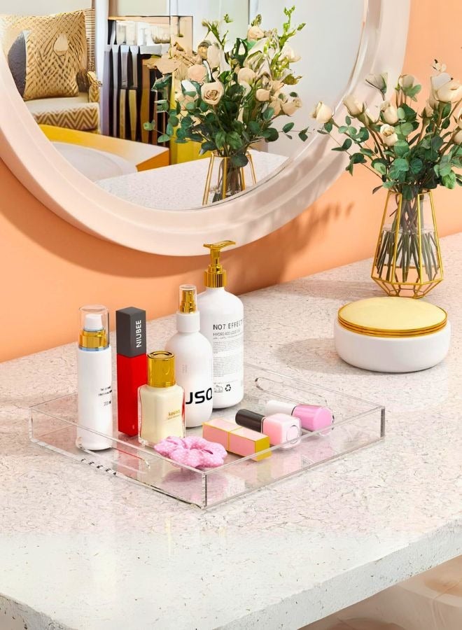 Garkoo Acrylic Serving Tray Size 50 x 40 cm - Spill Resistant - Traditional Coffee Table Decorative Organizer with Handles - Image 1