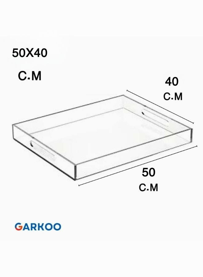 Garkoo Acrylic Serving Tray Size 50 x 40 cm - Spill Resistant - Traditional Coffee Table Decorative Organizer with Handles - Image 4