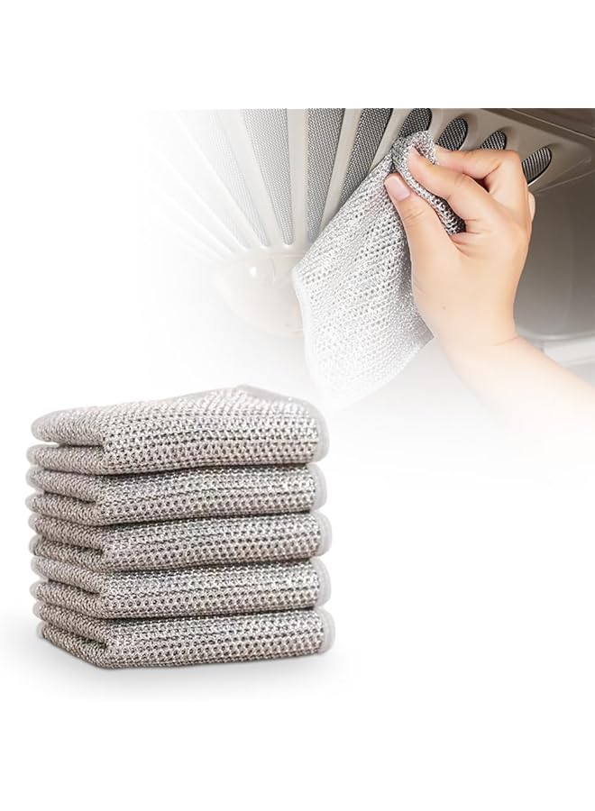 promass Dishwashing Rags, 5pcs Multipurpose Wire Dishwashing Rags for Wet and Dry, Sponge Clean Tool for Home Kitchen - Image 1