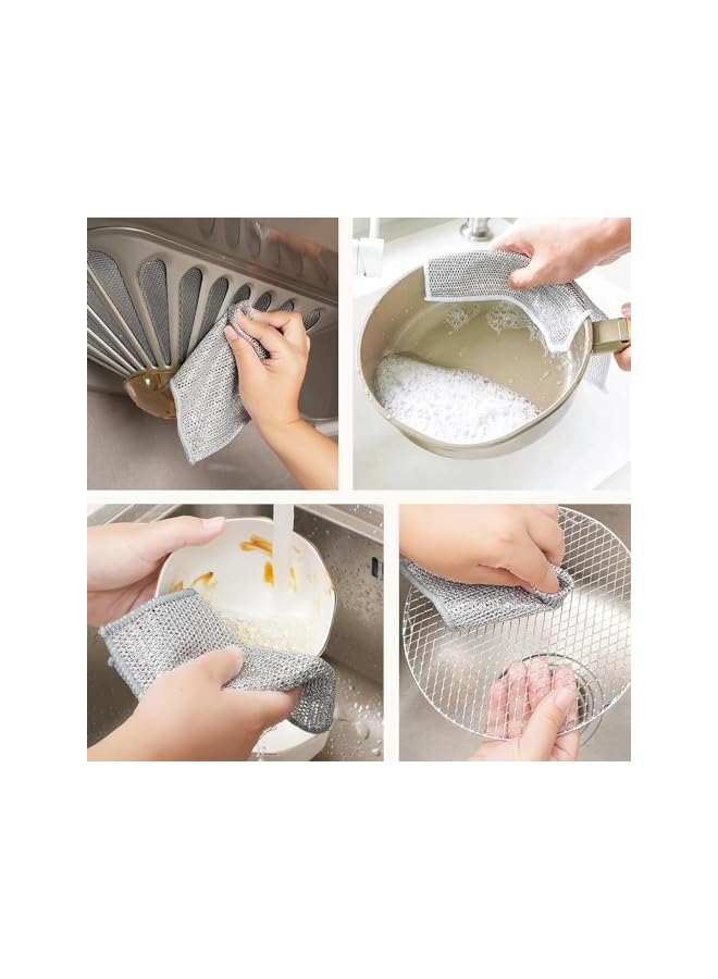 promass Dishwashing Rags, 5pcs Multipurpose Wire Dishwashing Rags for Wet and Dry, Sponge Clean Tool for Home Kitchen - Image 5