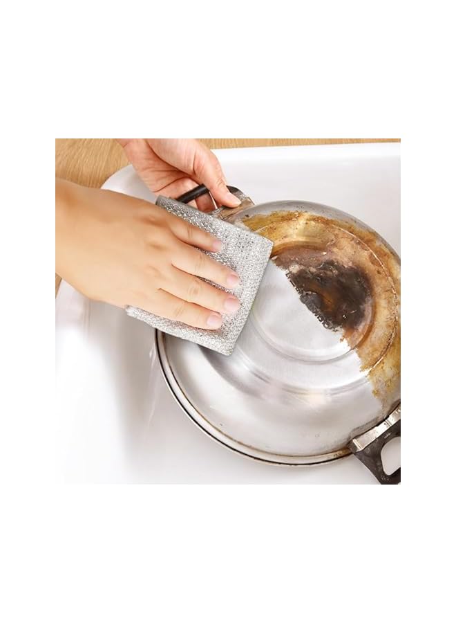 promass Dishwashing Rags, 5pcs Multipurpose Wire Dishwashing Rags for Wet and Dry, Sponge Clean Tool for Home Kitchen - Image 4