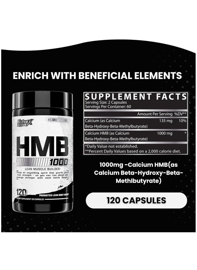Nutrex Research HMB 1000 Muscle Protector And Size Enhancer 120 Capsules  - Image 3