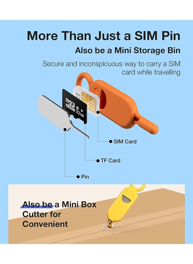 Wffo 6 Pieces Sim Card Removal Tool - Silicone Reusable SIM Card Holder - with Keychain Anti-Loss and Portable SIM Pin Ejector Case for All Phones, Tablets and Electronics - Image 3