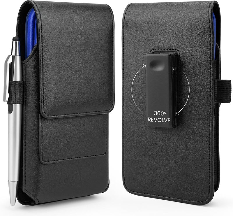 BECPLT Phone Holster for iPhone Air 17 Pro Max 16/15/14/13/12/11 Pro Max Leather Belt Case 360 Rotating Pouch Holster Belt Clip Case for iPhone Xs Max 8 Plus 7 Plus 6s+ 6+ Galaxy S25+ S24+ S23+ S22+ - Image 1