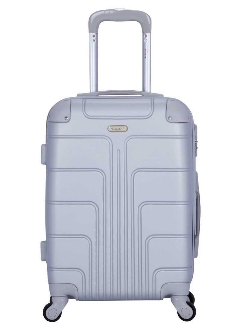 SENATOR - Hard Case Travel Bag Cabin Luggage Trolley ABS Lightweight Suitcase with 4 Spinner Wheels A1012 Silver - Image 1