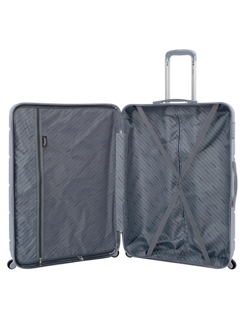SENATOR Hard Case Travel Bag Cabin Luggage Trolley ABS Lightweight Suitcase with 4 Spinner Wheels A1012 Silver