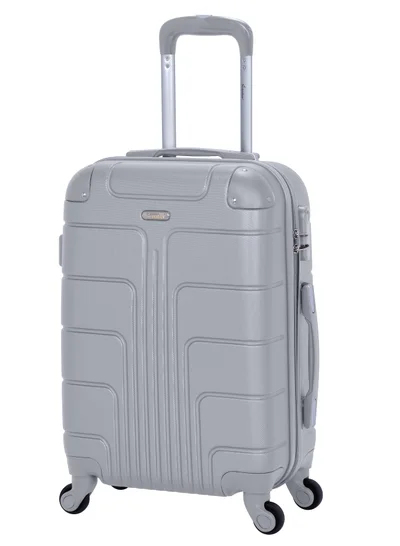 SENATOR Hard Case Travel Bag Cabin Luggage Trolley ABS Lightweight Suitcase with 4 Spinner Wheels A1012 Silver