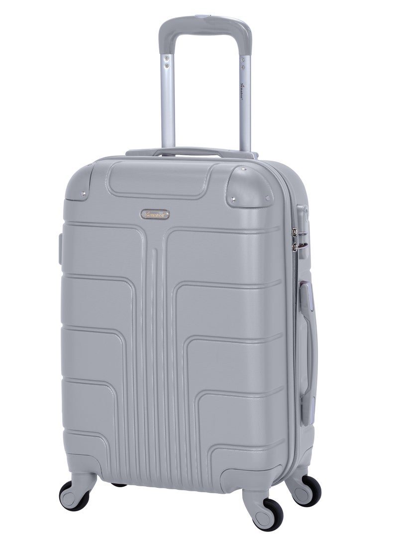 SENATOR Hard Case Travel Bag Cabin Luggage Trolley ABS Lightweight Suitcase with 4 Spinner Wheels A1012 Silver - Image 1