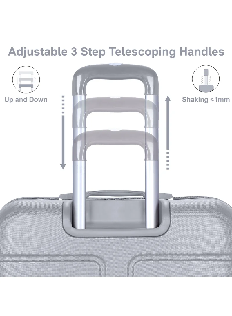 SENATOR Silver Hard Case Travel Bag Cabin Luggage Trolley ABS Lightweight Suitcase with 4 Spinner Wheels A1012 Silver  | Best Price UAE