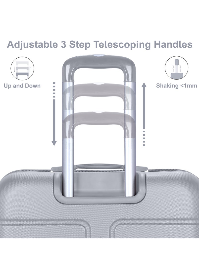 SENATOR Hard Case Travel Bag Cabin Luggage Trolley ABS Lightweight Suitcase with 4 Spinner Wheels A1012 Silver - Image 3