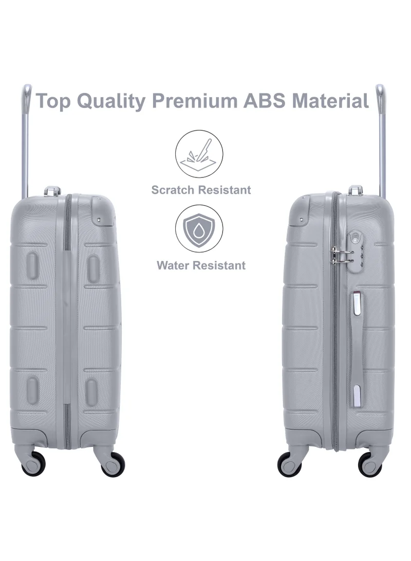 SENATOR Silver Hard Case Travel Bag Cabin Luggage Trolley ABS Lightweight Suitcase with 4 Spinner Wheels A1012 Silver  | Best Price UAE