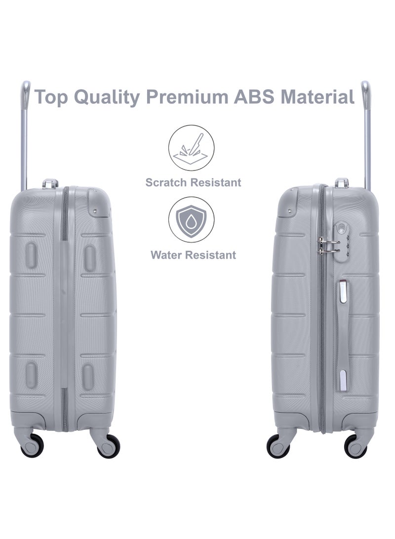 SENATOR Hard Case Travel Bag Cabin Luggage Trolley ABS Lightweight Suitcase with 4 Spinner Wheels A1012 Silver - Image 4