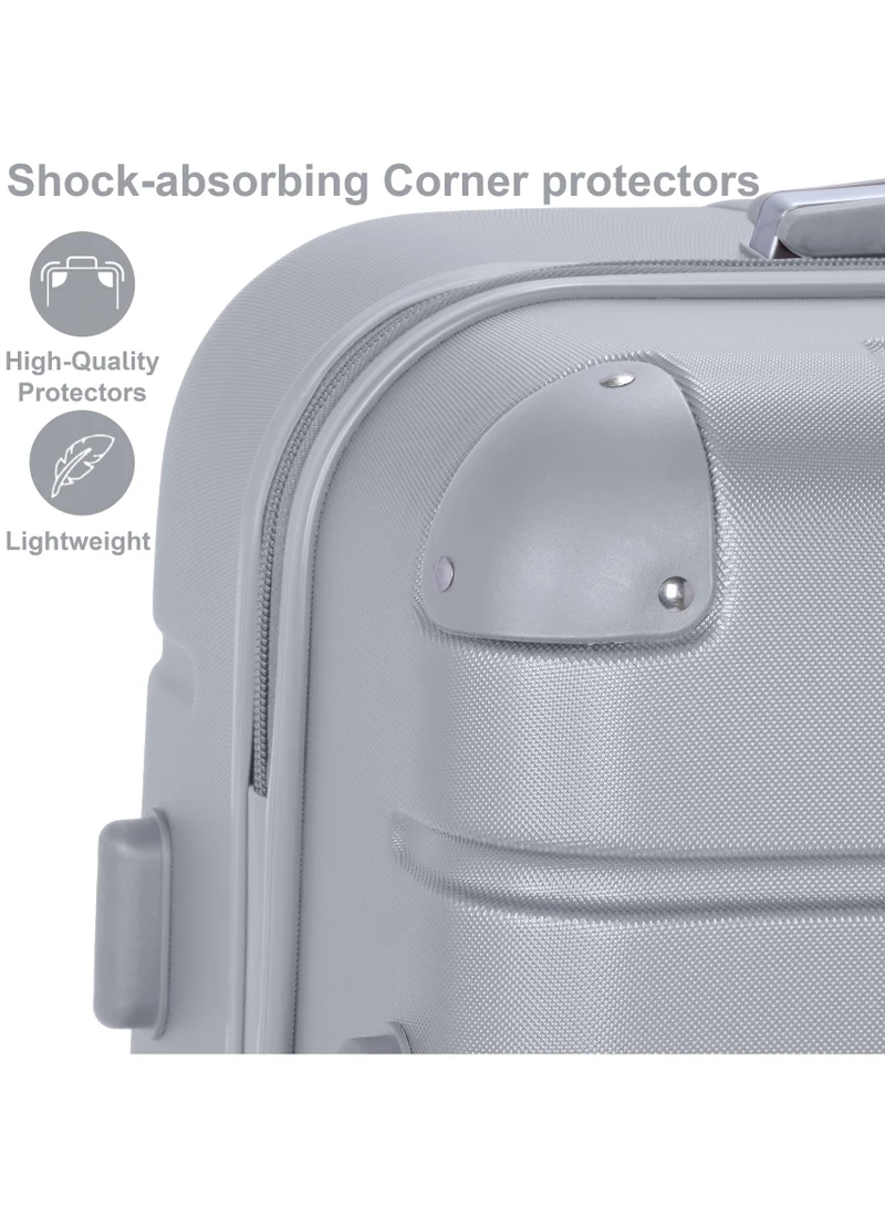 SENATOR Silver Hard Case Travel Bag Cabin Luggage Trolley ABS Lightweight Suitcase with 4 Spinner Wheels A1012 Silver  | Best Price UAE
