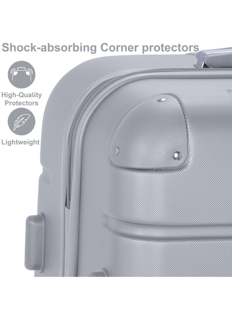 SENATOR Hard Case Travel Bag Cabin Luggage Trolley ABS Lightweight Suitcase with 4 Spinner Wheels A1012 Silver - Image 5