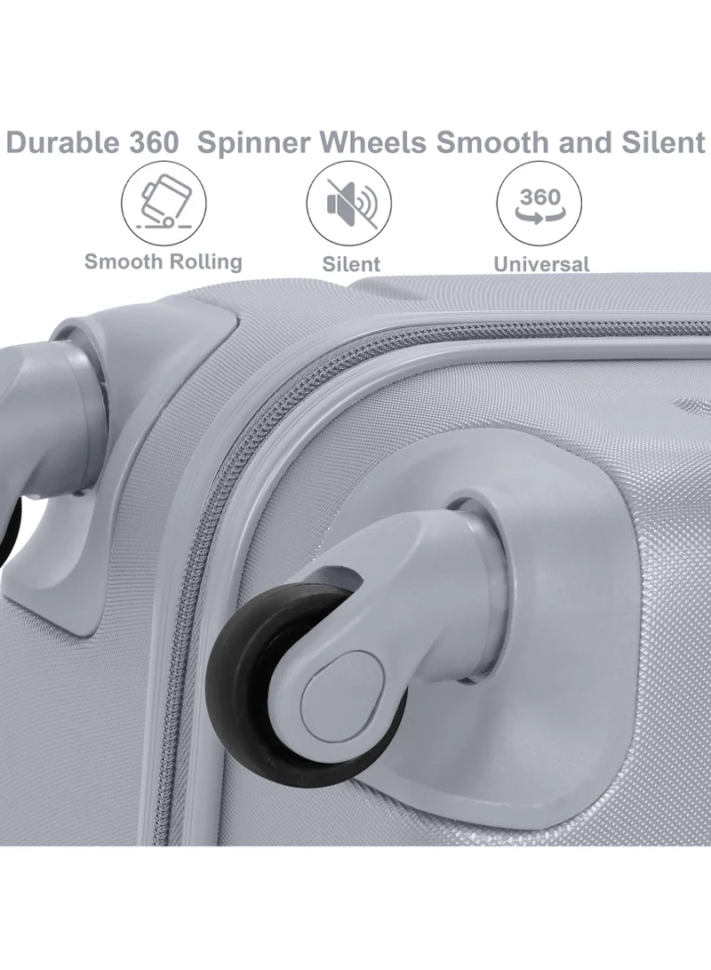 SENATOR Silver Hard Case Travel Bag Cabin Luggage Trolley ABS Lightweight Suitcase with 4 Spinner Wheels A1012 Silver  | Best Price UAE