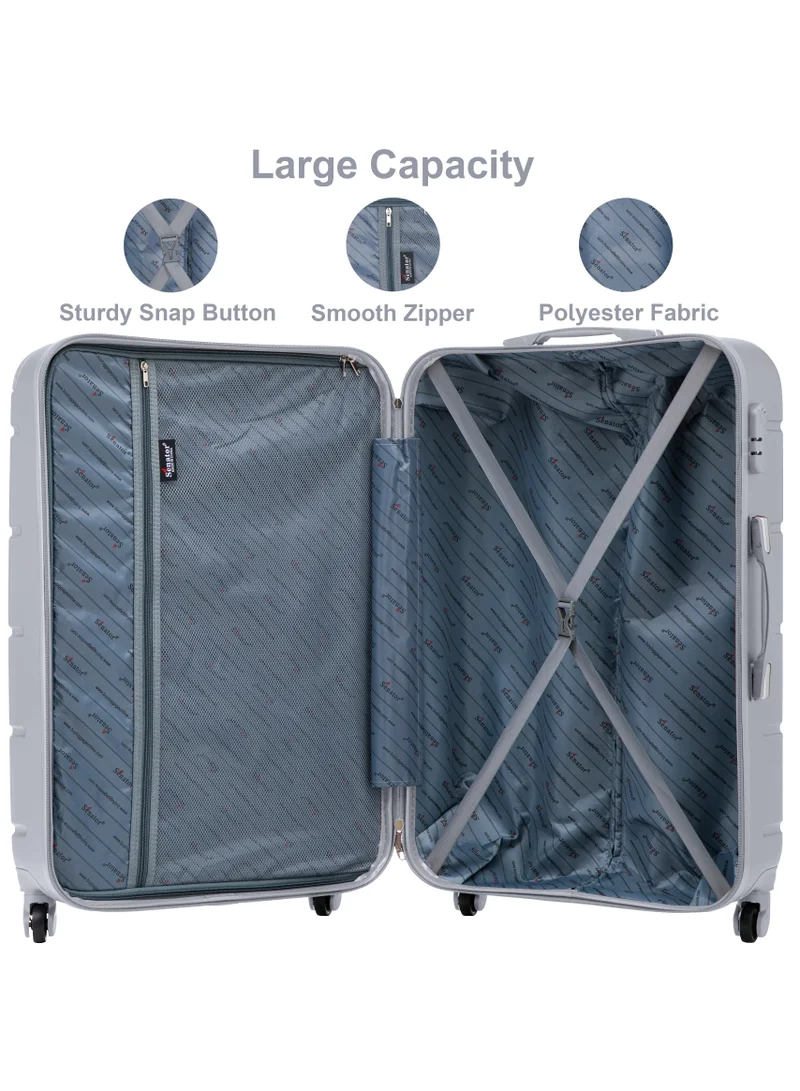 SENATOR Silver Hard Case Travel Bag Cabin Luggage Trolley ABS Lightweight Suitcase with 4 Spinner Wheels A1012 Silver  | Best Price UAE