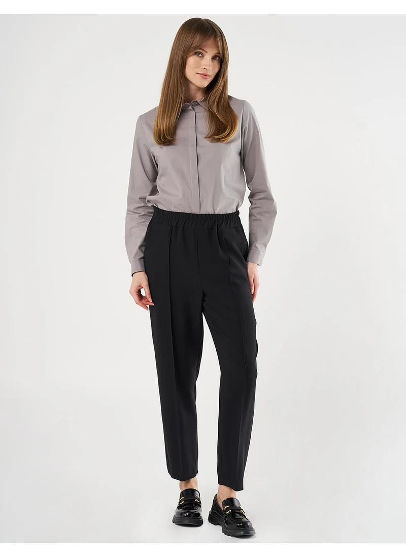 Kayra Chain Stitch Straight Leg Pants in Black