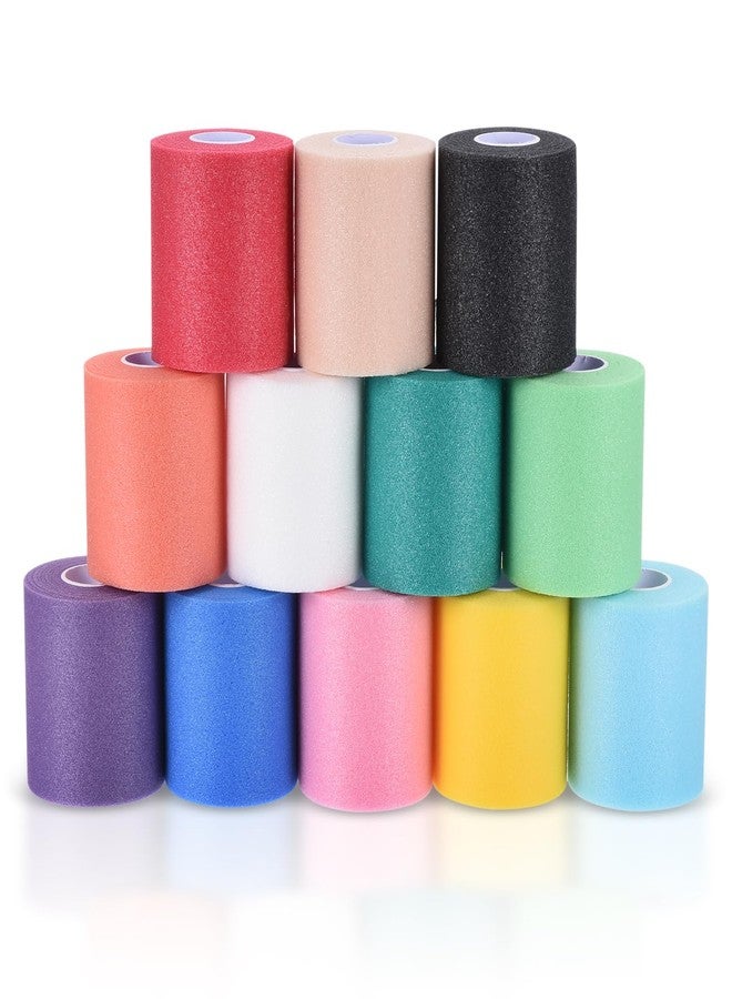 PATIKIL 12 Pack Foam Sports Pre-Wrap Athletic Tape Sports Elastic Wrap 10 Yard Breathable Bandage Rolls Tennis Racquet Grip Tape Cushion Wrap for Hair Ankles Wrist, 12 Colors - Image 1