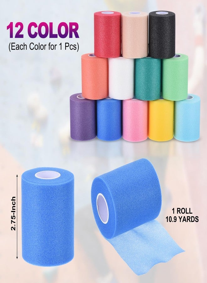 PATIKIL 12 Pack Foam Sports Pre-Wrap Athletic Tape Sports Elastic Wrap 10 Yard Breathable Bandage Rolls Tennis Racquet Grip Tape Cushion Wrap for Hair Ankles Wrist, 12 Colors - Image 2