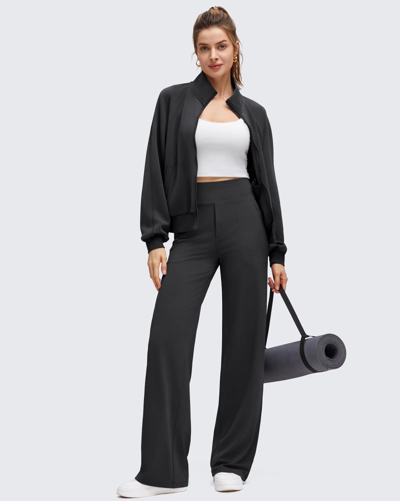 G4Free Wide Leg Pants for Women High Waisted Soft Yoga Pants with Pockets Loose Comfy Travel Casual Lounge Trousers (Black,M,Regular) - Image 5