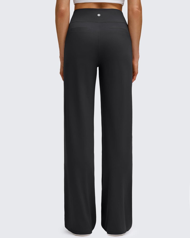G4Free Wide Leg Pants for Women High Waisted Soft Yoga Pants with Pockets Loose Comfy Travel Casual Lounge Trousers (Black,M,Regular) - Image 2
