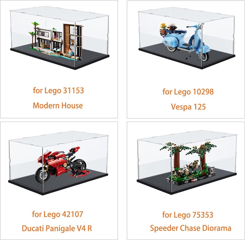 إليبيور حاوية عرض أكريليك لتماثيل الحركة Lego و Funko Pop وعرض المنحوتات، حامل عرض شفاف للمجموعات، صندوق عرض مضاد للغبار لتخزين الألعاب 【أسود، 40 × 20 × 25 سم】 - Image 3