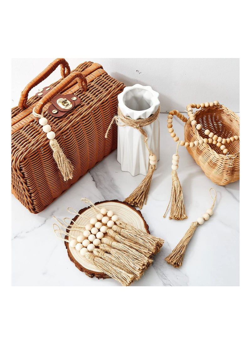 SYOSI - 30 Sets Wood Beads Natural Jute Rope Tassels Beaded Tassels for Crafts Farmhouse Decorative Sewing Tassels Home Decor Tassels for Wedding Party Garland DIY Projects Decorations - Image 1