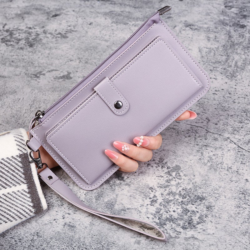 2021 Womens Multi-Function Long Wallet with Zipper and Card Holder Purple