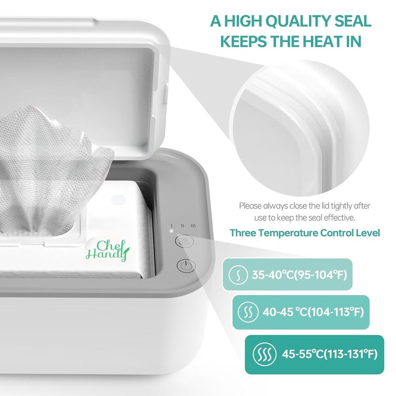 chefhandy Baby Wipe Warmer, Wipe Warmer and Baby Wet Wipes Dispenser, Smart Precise Temperature Control Large Capacity Evenly Overall Heating Silence, Wipes Warmer for Babies Portable Wipe Warmer (White) - Image 2