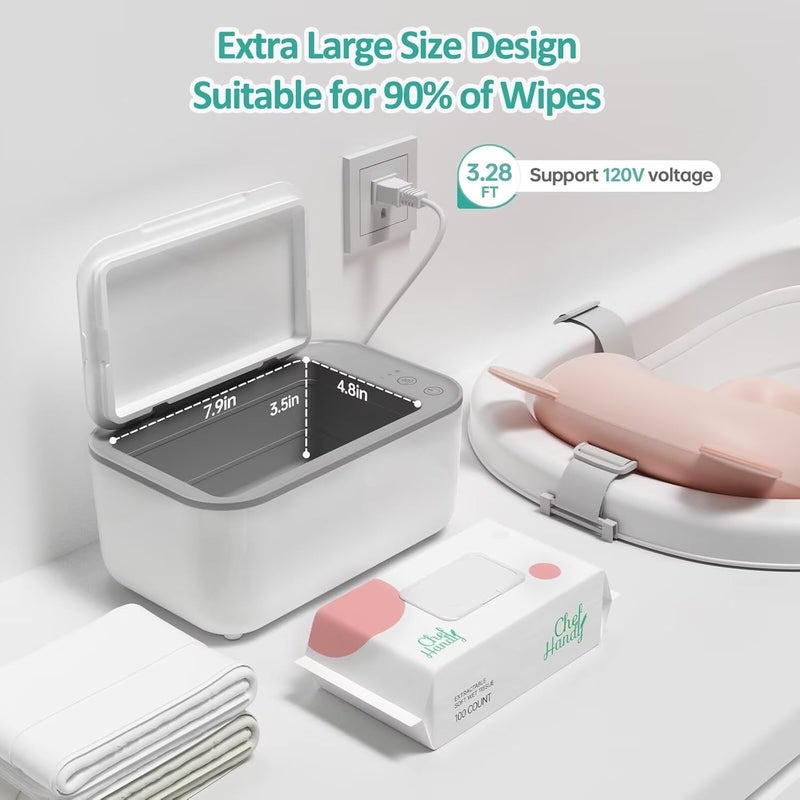 chefhandy Baby Wipe Warmer, Wipe Warmer and Baby Wet Wipes Dispenser, Smart Precise Temperature Control Large Capacity Evenly Overall Heating Silence, Wipes Warmer for Babies Portable Wipe Warmer (White) - Image 4