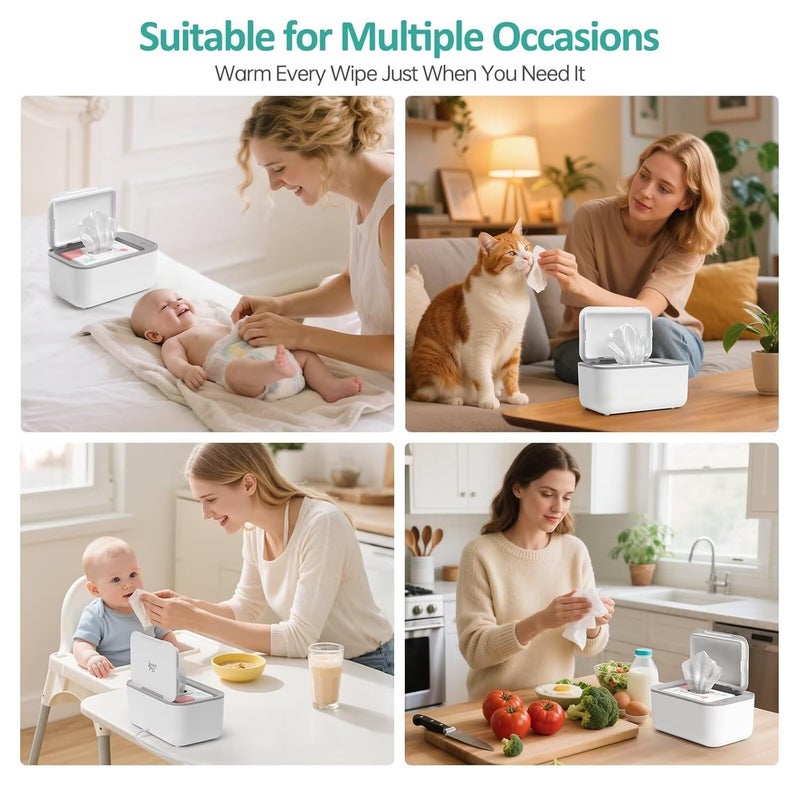 chefhandy Baby Wipe Warmer, Wipe Warmer and Baby Wet Wipes Dispenser, Smart Precise Temperature Control Large Capacity Evenly Overall Heating Silence, Wipes Warmer for Babies Portable Wipe Warmer (White) - Image 5