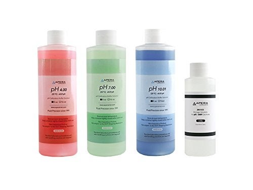 Apera Instruments, LLC-AI1109 8oz. pH Calibration Buffer Solution Kit (pH 4.00, 7.00 & 10.01), plus 4oz 3M KCL Storage Solution for pH/ORP Electrodes - Image 1