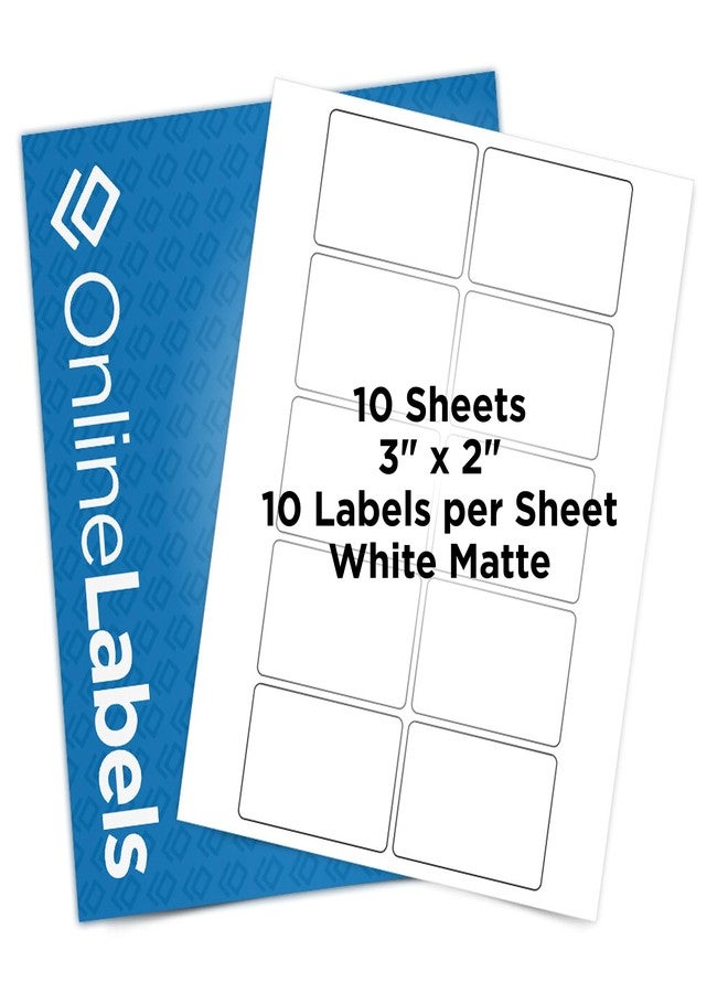 Online Labels ملصقات مستطيلة 3 × 2 - دائمة، بيضاء غير لامعة - ملصقات للشمع المذاب، والصابون، والعناوين - عبوة من 100 ملصق، 10 أوراق - طابعات نفث الحبر/الليزر - ملصقات عبر الإنترنت - Image 1