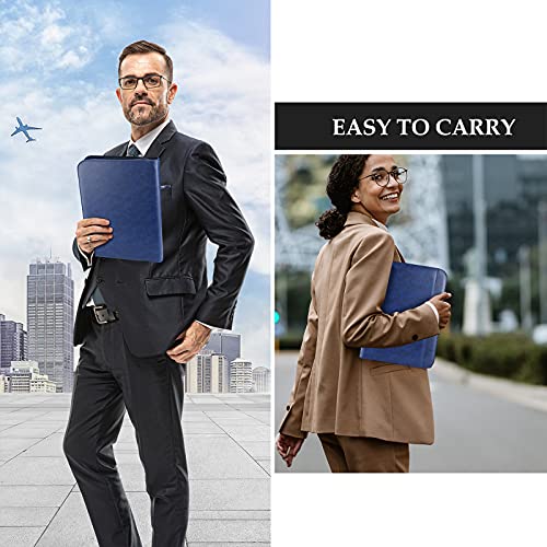 Procase محفظة بروكيس للأعمال مع سحاب، ملف تنفيذي للاجتماعات وتنظيم الوثائق القانونية مع جيوب بحجم A4، دفتر كتابة - أزرق داكن - Image 3