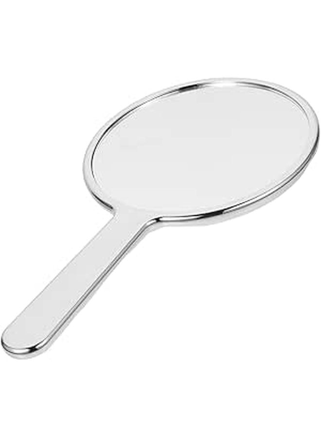 Handheld Vanity Mirror Silver Electroplated Medium Size 12x22x1.2cm Portable Makeup Mirror For Women Decorative Personal Care Accessory For Travel And Daily Use - Image 1