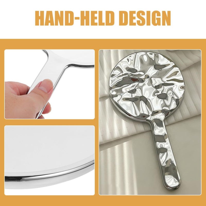 Handheld Vanity Mirror Silver Electroplated Medium Size 12x22x1.2cm Portable Makeup Mirror For Women Decorative Personal Care Accessory For Travel And Daily Use - Image 4