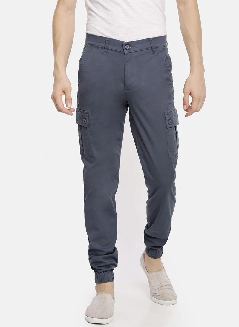 The Indian Garage Co Men Slim Fit Solid Mid-Rise Cuffed Cargos