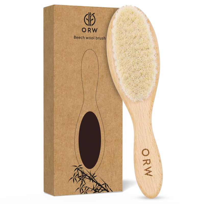 ORW ORENâ€™S Baby Hair Brush - Perfect for Newborn, Toddlers, Infants, Girls & Boys - Beechwood Handle & Goat Hair White Soft Bristle Brush for Gentle Scalp Grooming, Cradle Cap Relief - Image 1