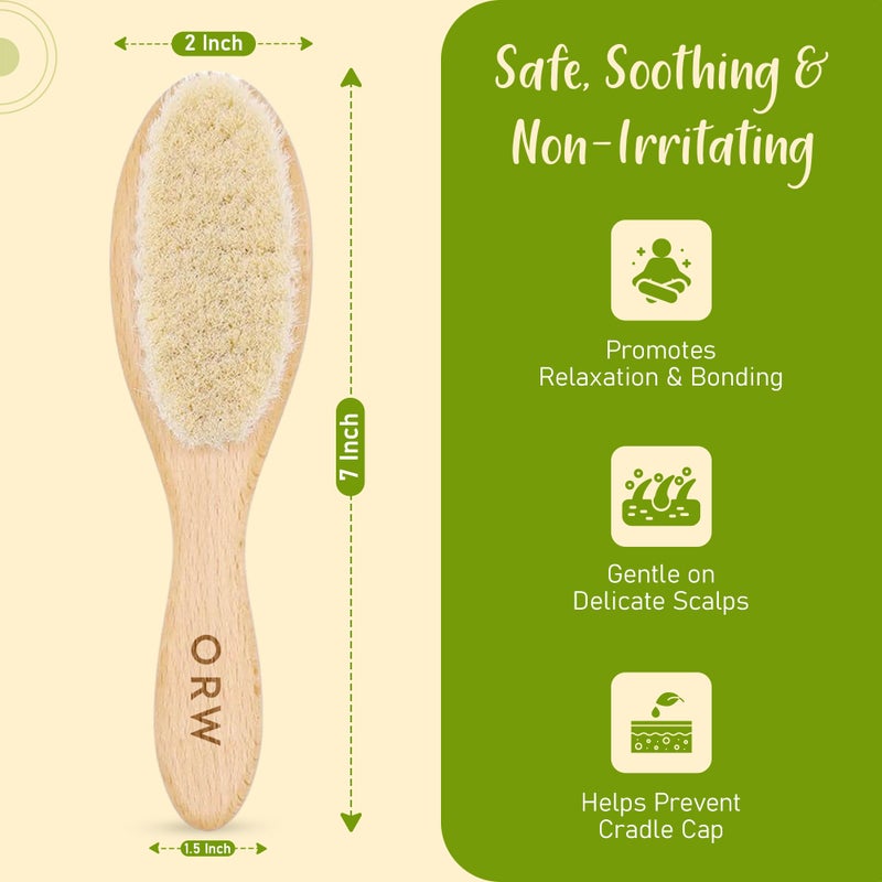 ORW ORENâ€™S Baby Hair Brush - Perfect for Newborn, Toddlers, Infants, Girls & Boys - Beechwood Handle & Goat Hair White Soft Bristle Brush for Gentle Scalp Grooming, Cradle Cap Relief - Image 5