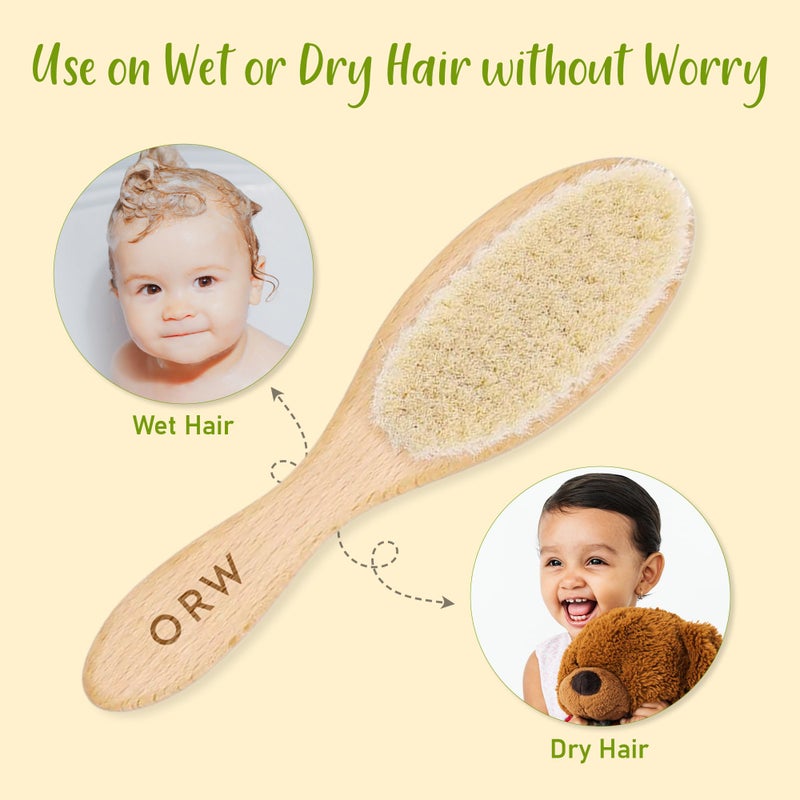 ORW ORENâ€™S Baby Hair Brush - Perfect for Newborn, Toddlers, Infants, Girls & Boys - Beechwood Handle & Goat Hair White Soft Bristle Brush for Gentle Scalp Grooming, Cradle Cap Relief - Image 4